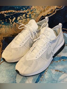 Nike Air Max Flyknit Men Size 11 FJ4002-100 Triple White Lace Up Athletic Shoes